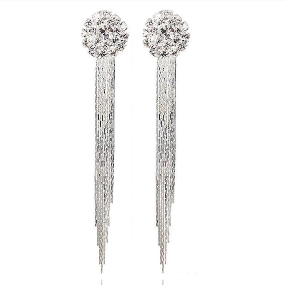 Elegant Silver Tassel Earrings
